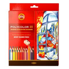 KOH-I-NOOR Набор карандашей художественных цветных Polycolor 3836, картон.упак. с подвесом, 48 цветов