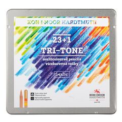 KOH-I-NOOR Набор карандашей многоцветных TRI-TONE 3444, металл.коробка, 24цв