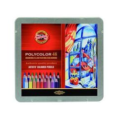 KOH-I-NOOR Набор высококачественных художественных цветных карандашей Polycolor 3826 в металлической коробке, 48 цветов