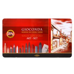Набор для художника "Gioconda" большой "KOH-I-NOOR" 8891 с пастелью и ластиком, в металлической коробке, 39 предметов