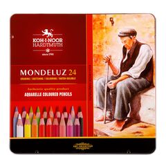 Набор акварельных цветных карандашей Mondeluz "KOH-I-NOOR" 3724 в металлической коробке, 24 цветов
