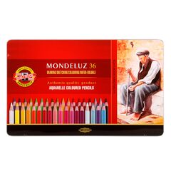 Набор акварельных цветных карандашей Mondeluz "KOH-I-NOOR" 3725 в металлической коробке, 36 цветов