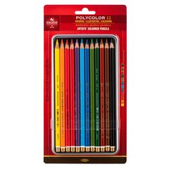 KOH-I-NOOR 3822BL (12) Набор высококачественных  цветных карандашей "Polycolor", 12 цветов, жесть, блистер, европодвес