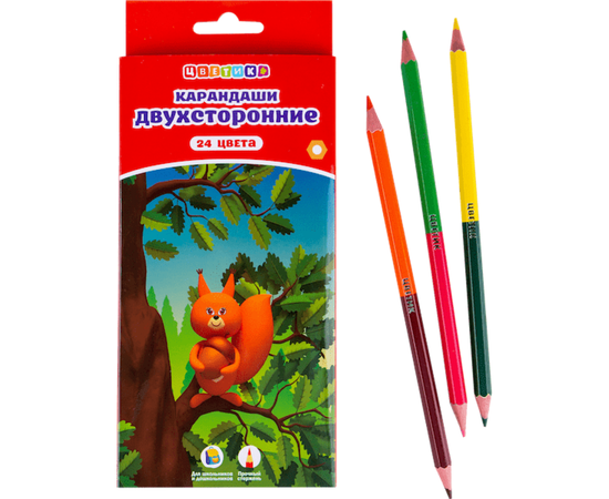 Набор двухсторонних цветных карандашей «Цветик», 12 шт 24 цвета