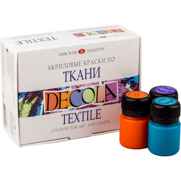 Набор акриловых красок по ткани "Decola", 12 цветов, 10