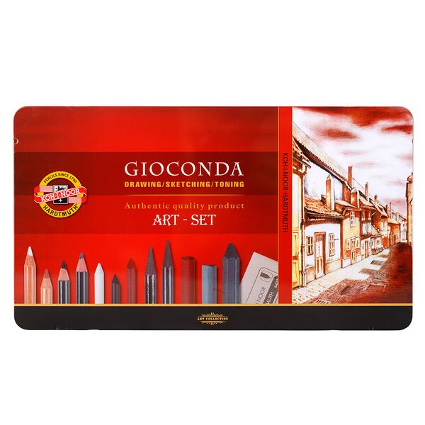 KOH-I-NOOR Набор для художника "Gioconda" большой 8891 с пастелью и ластиком, в металлической коробке, 39 предметов