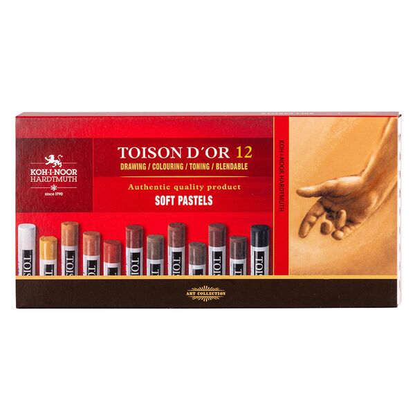 KOH-I-NOOR Набор пастели мягкой художественной Toison D'or 8522BR круглая, в картонной коробке, 12 оттенков коричневого