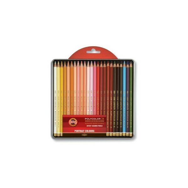 KOH-I-NOOR Набор карандашей художественных цветных Polycolor 3824, PORTRAIT 3824, металл.коробка, 24 цвета
